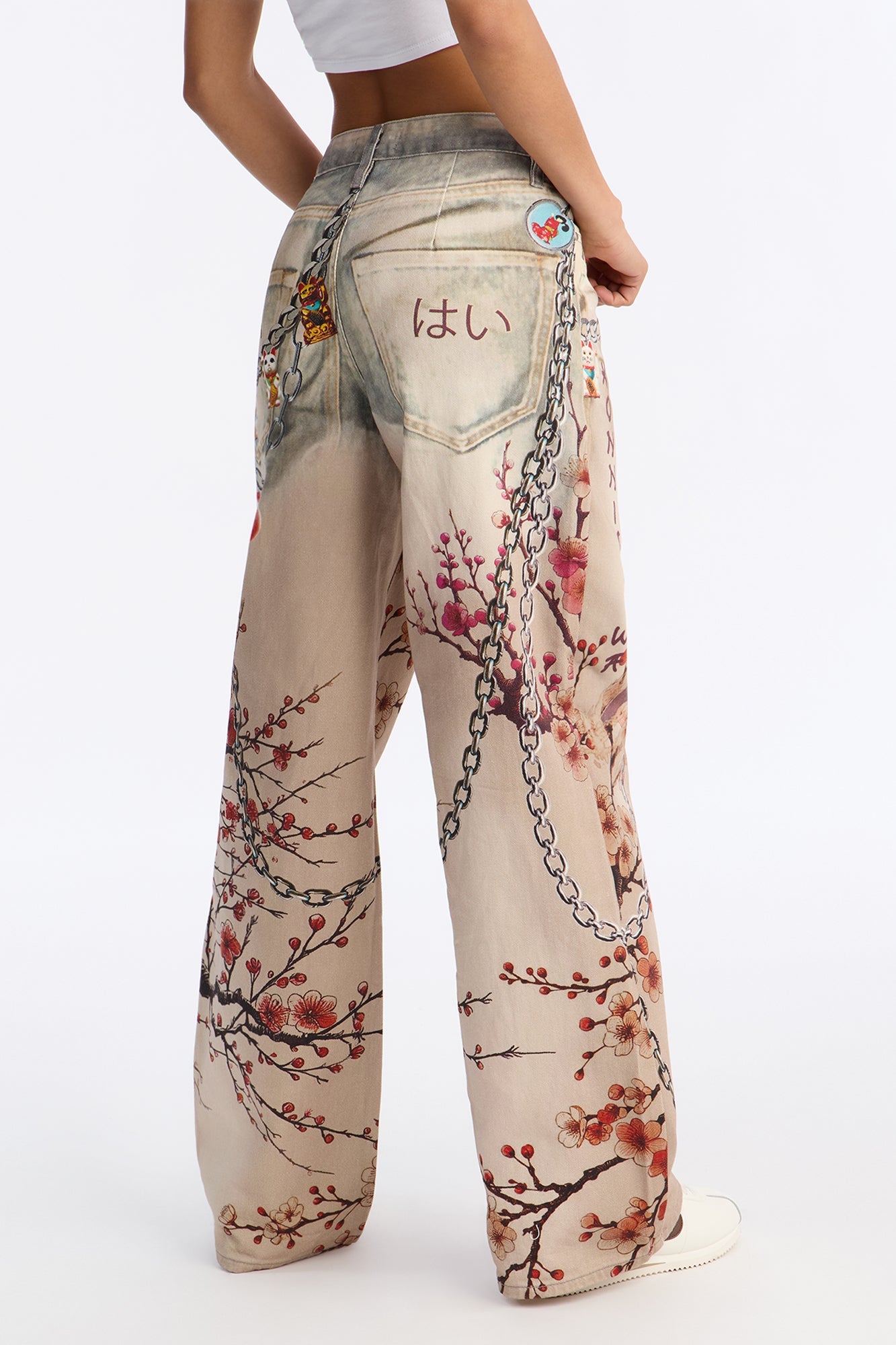 Lost In Tokyo Wide Leg Jeans - Grey/combo
