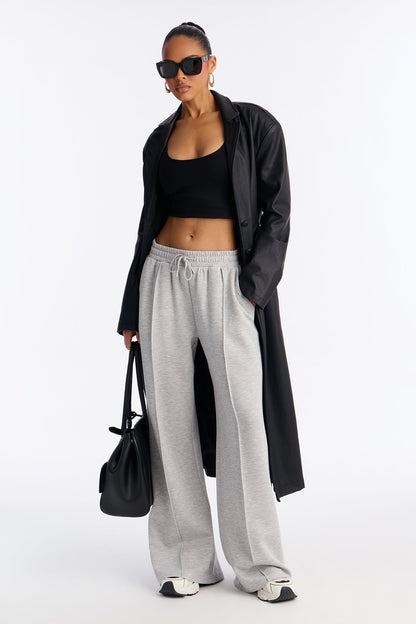 Soft Side Wide Leg Sweatpants - Grey