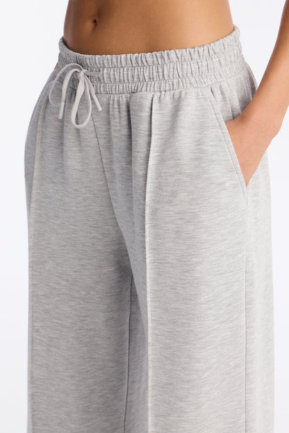 Soft Side Wide Leg Sweatpants - Grey