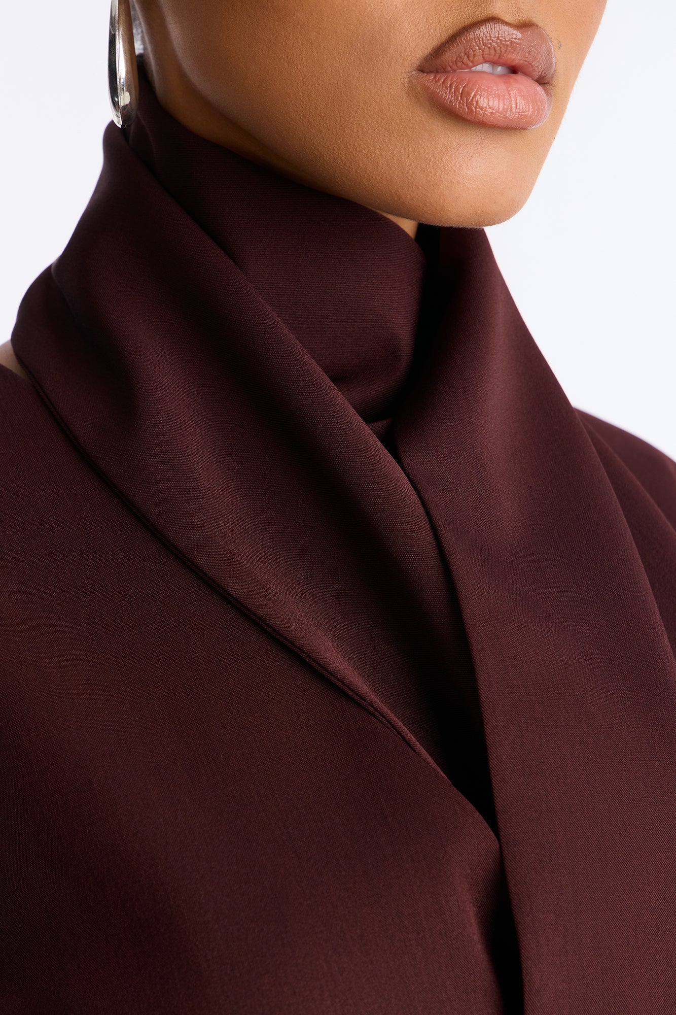 Not Your Secretary Scarf Belted Blazer - Wine