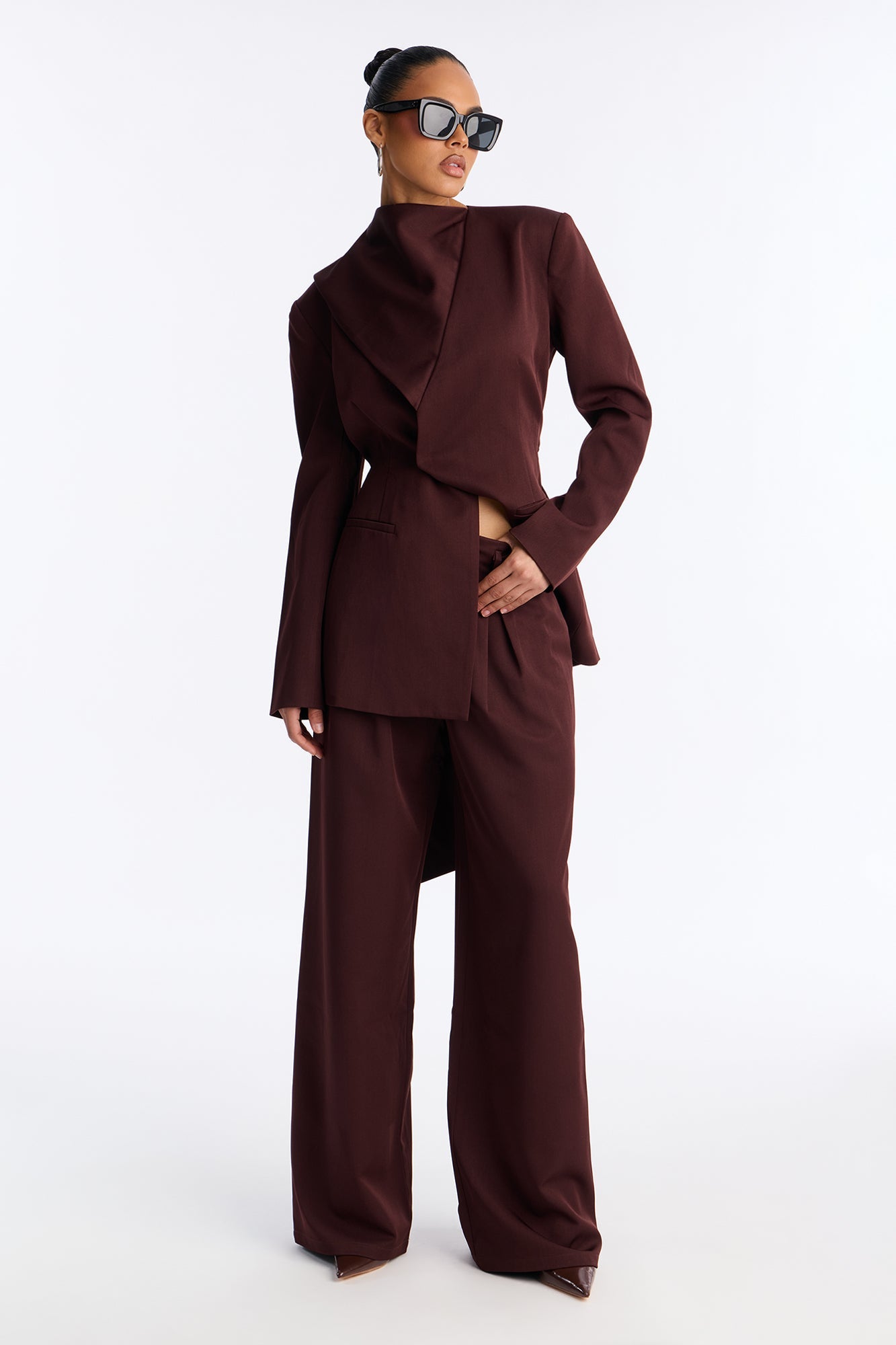 Not Your Secretary Crepe Trouser Pant 33″ - Wine
