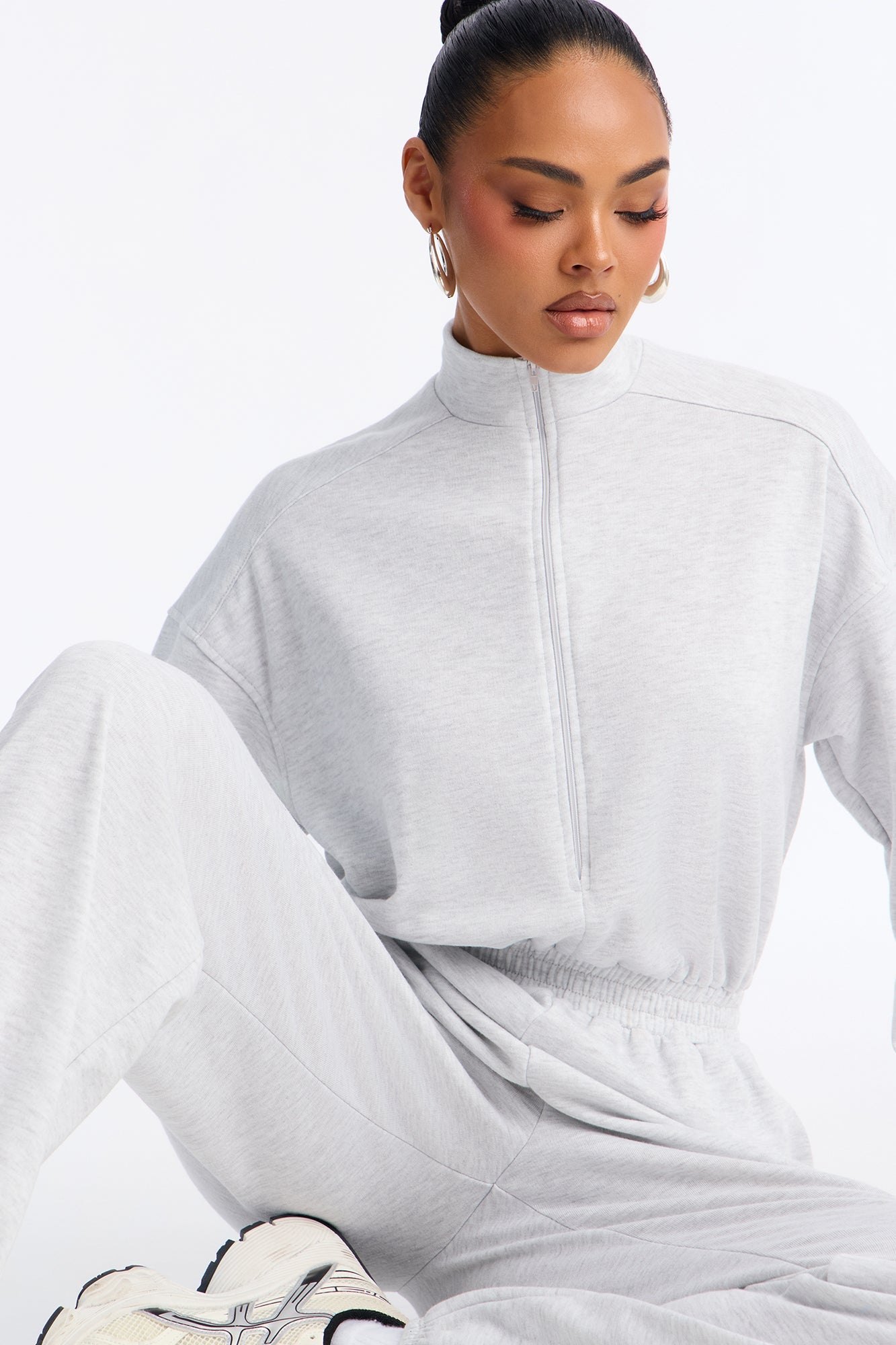 Fawn French Terry Jogger Jumpsuit - Heather Grey
