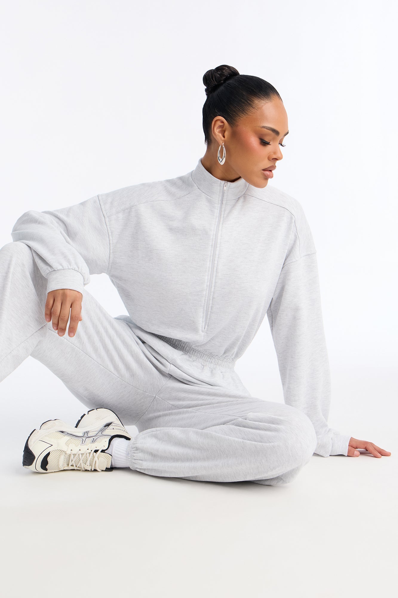 Fawn French Terry Jogger Jumpsuit - Heather Grey