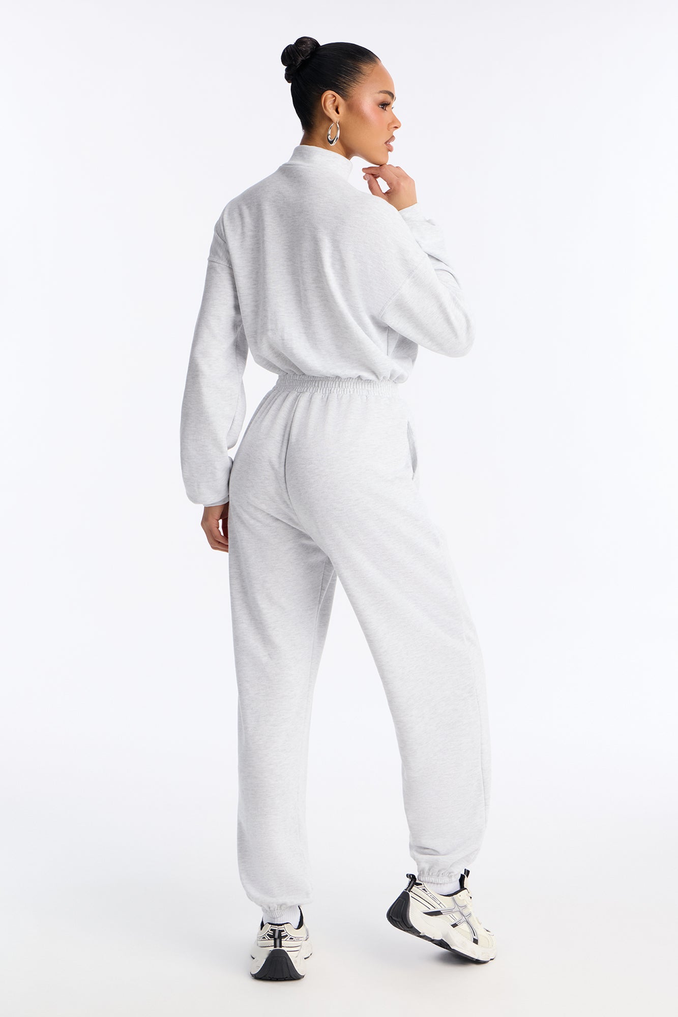 Fawn French Terry Jogger Jumpsuit - Heather Grey