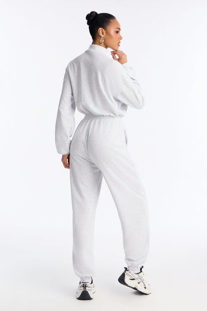 Fawn French Terry Jogger Jumpsuit - Heather Grey