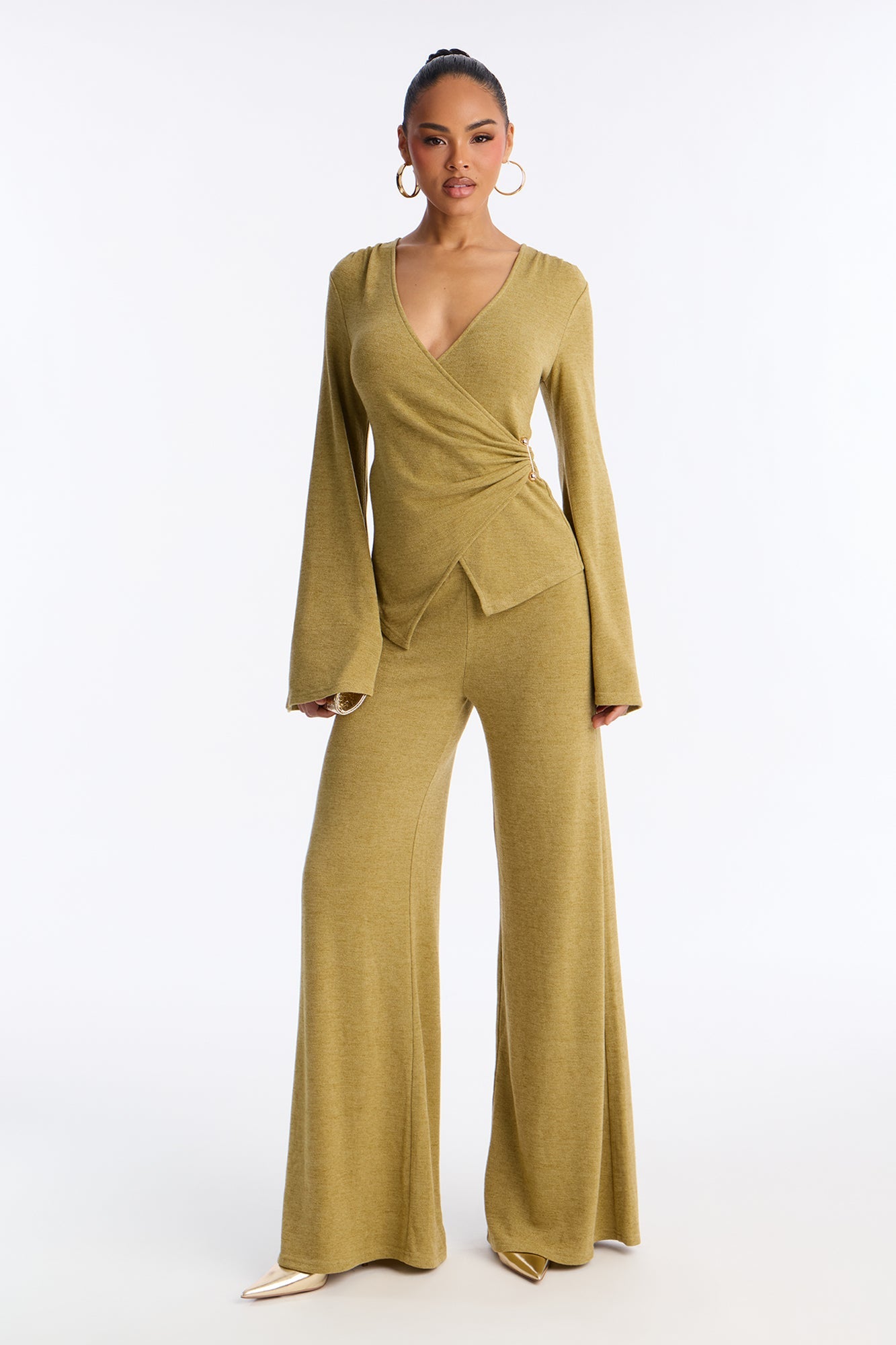 Bailey Flare Leg Pant Set - Green