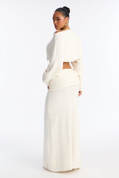 Cool And Collected Sweater Maxi Skirt Set - Cream