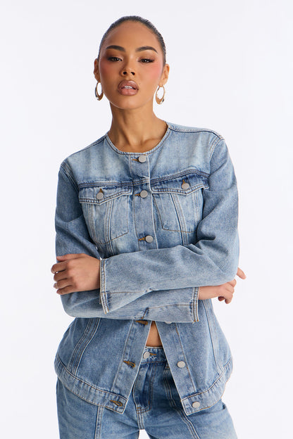 No Pressure Denim Pant Set - Light Wash
