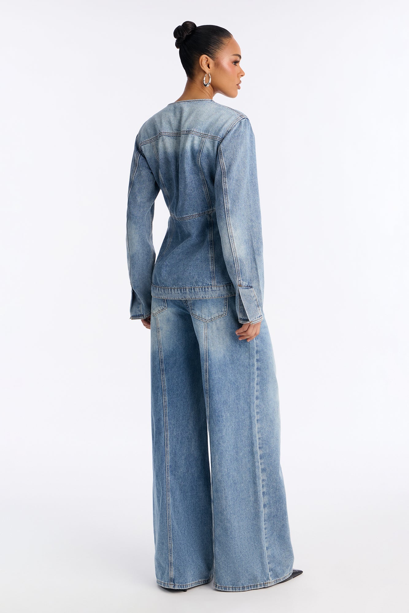 No Pressure Denim Pant Set - Light Wash