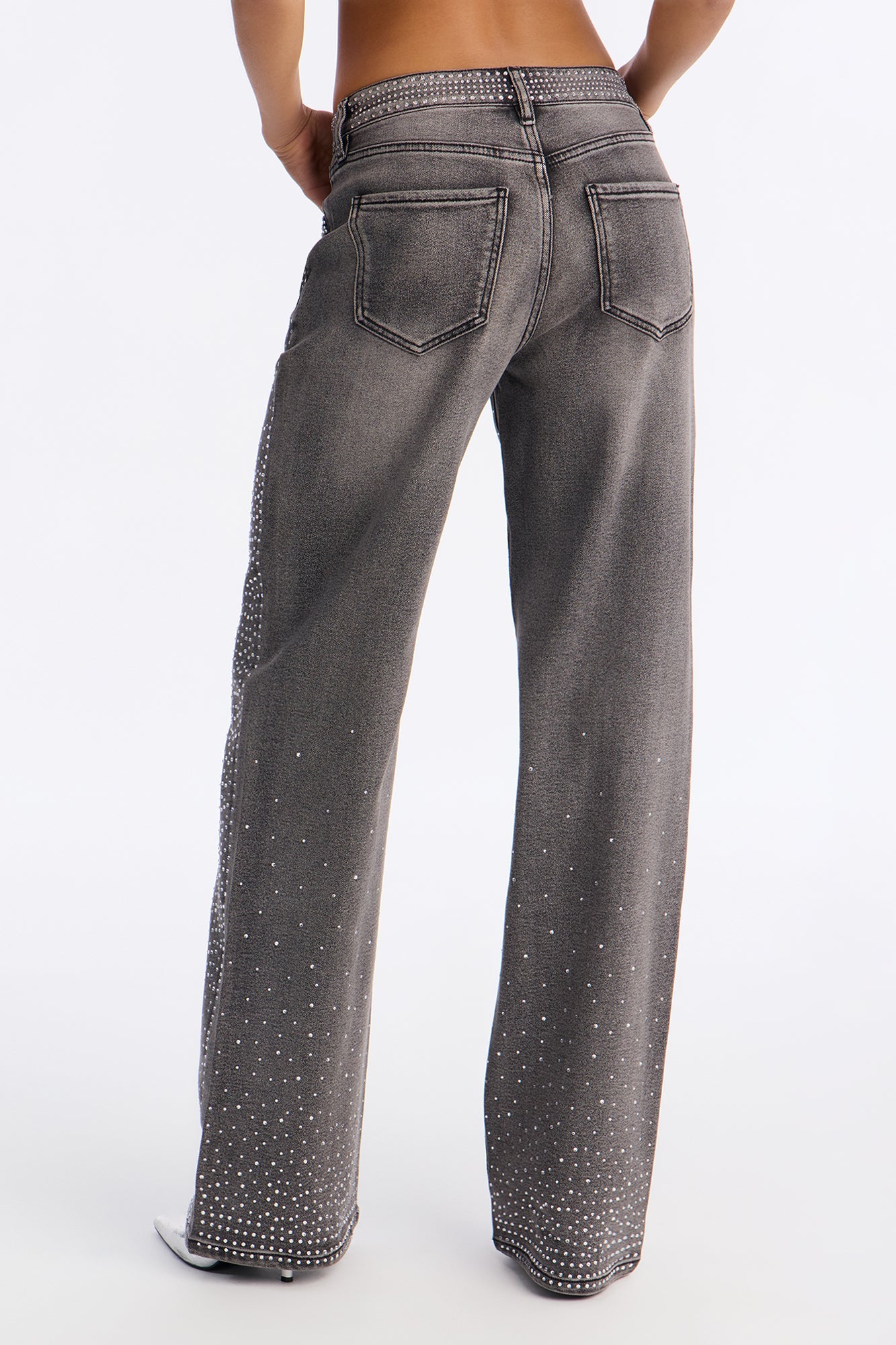 Tall Chasing A Dream Embellished Stretch Straight Leg Jeans - Grey