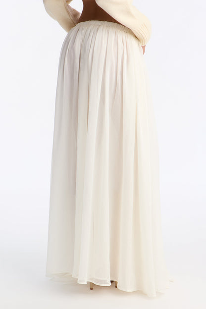Lost In A Romance Chiffon Maxi Skirt - Cream