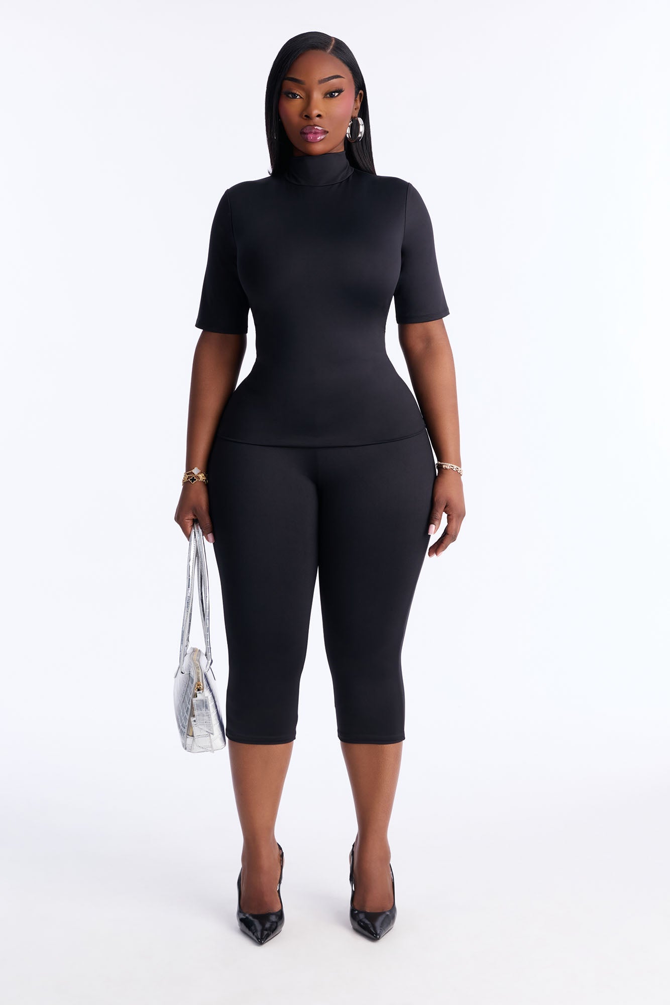 Contour Double Lined Capri Pant - Black