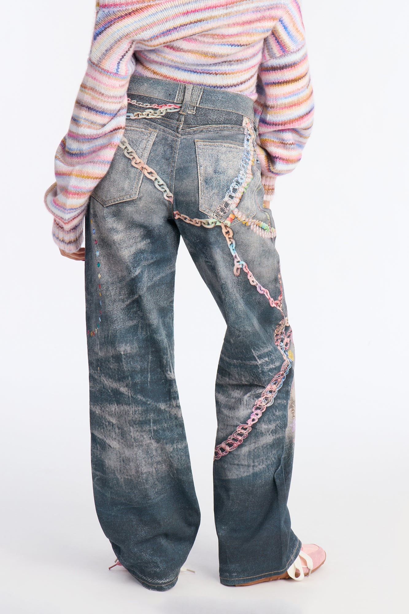 Sweet Charms Printed Straight Leg Jeans - Dark Wash