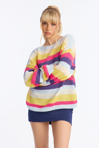 Rainbows And Kisses Colorblock Sweater - Multi Color