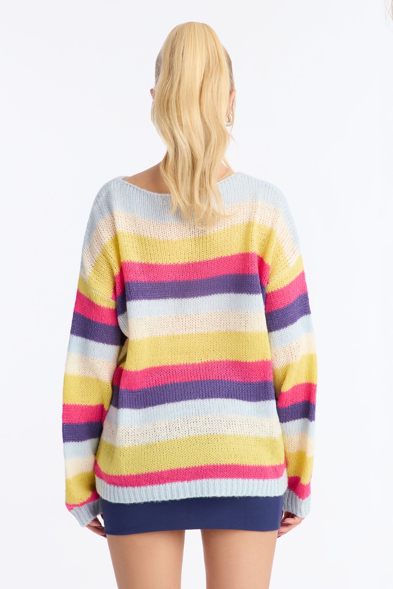 Rainbows And Kisses Colorblock Sweater - Multi Color