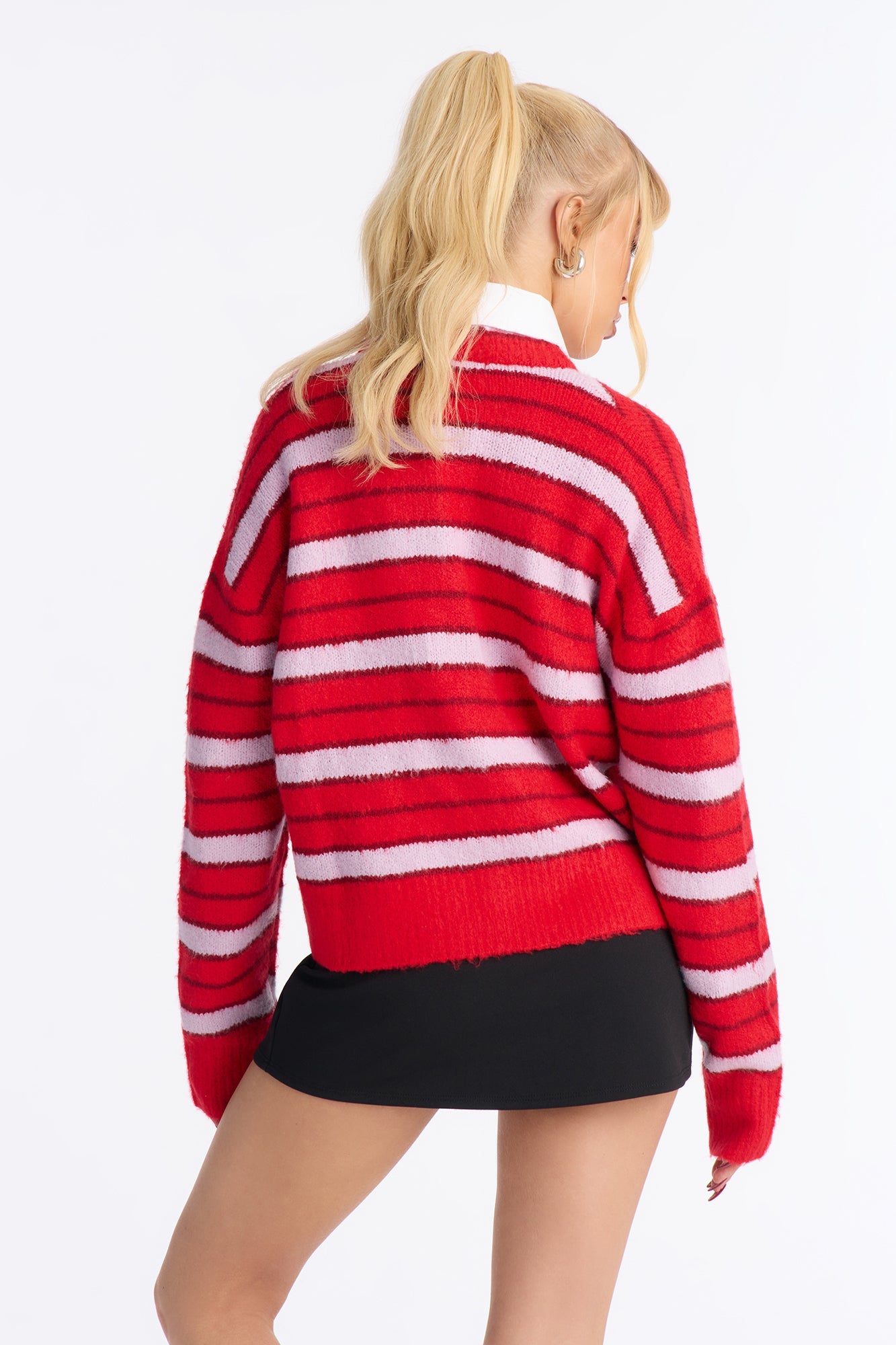 Evelyn Striped Cardigan - Red/combo