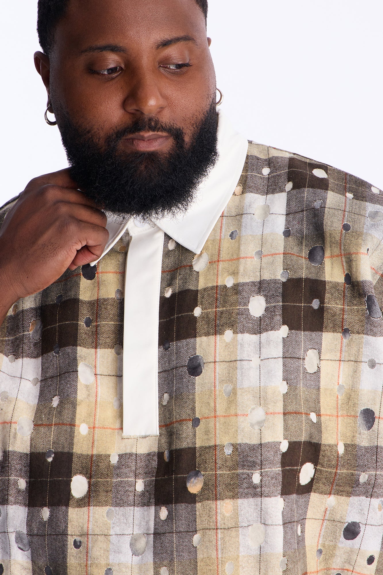 Oversized Ripped Intentions Polo Shirt - Brown