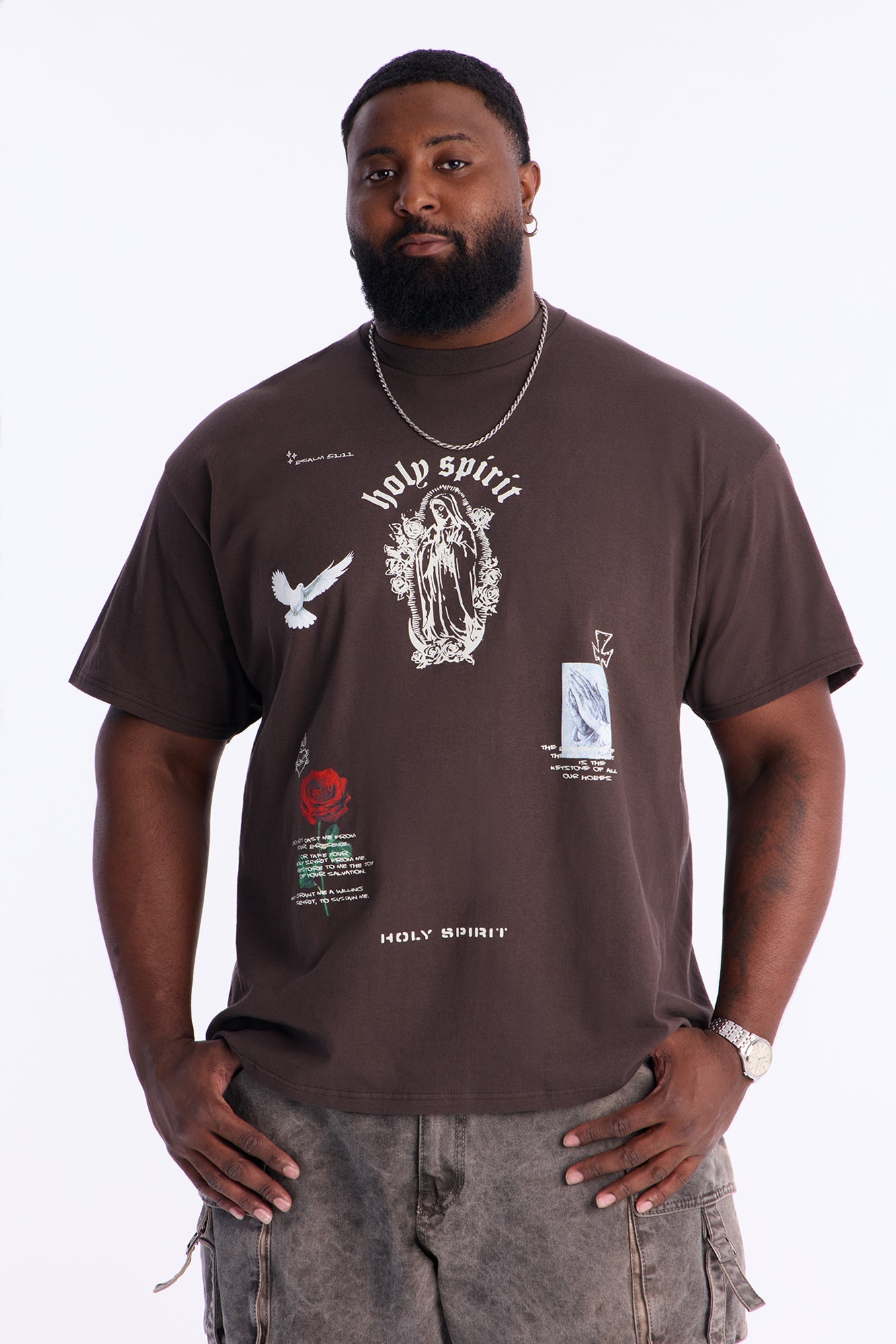 Holy Spirit Protect Me Short Sleeve Tee - Chocolate