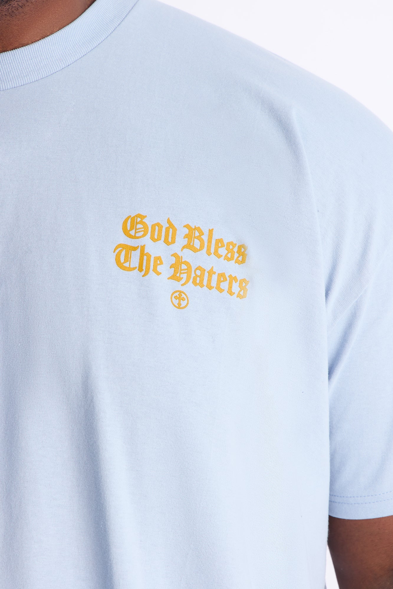God Bless Whoever Hating On Me Short Sleeve Tee - Light Blue