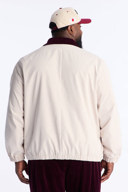 Lincoln Park Textured Collar Bomber Jacket - Beige
