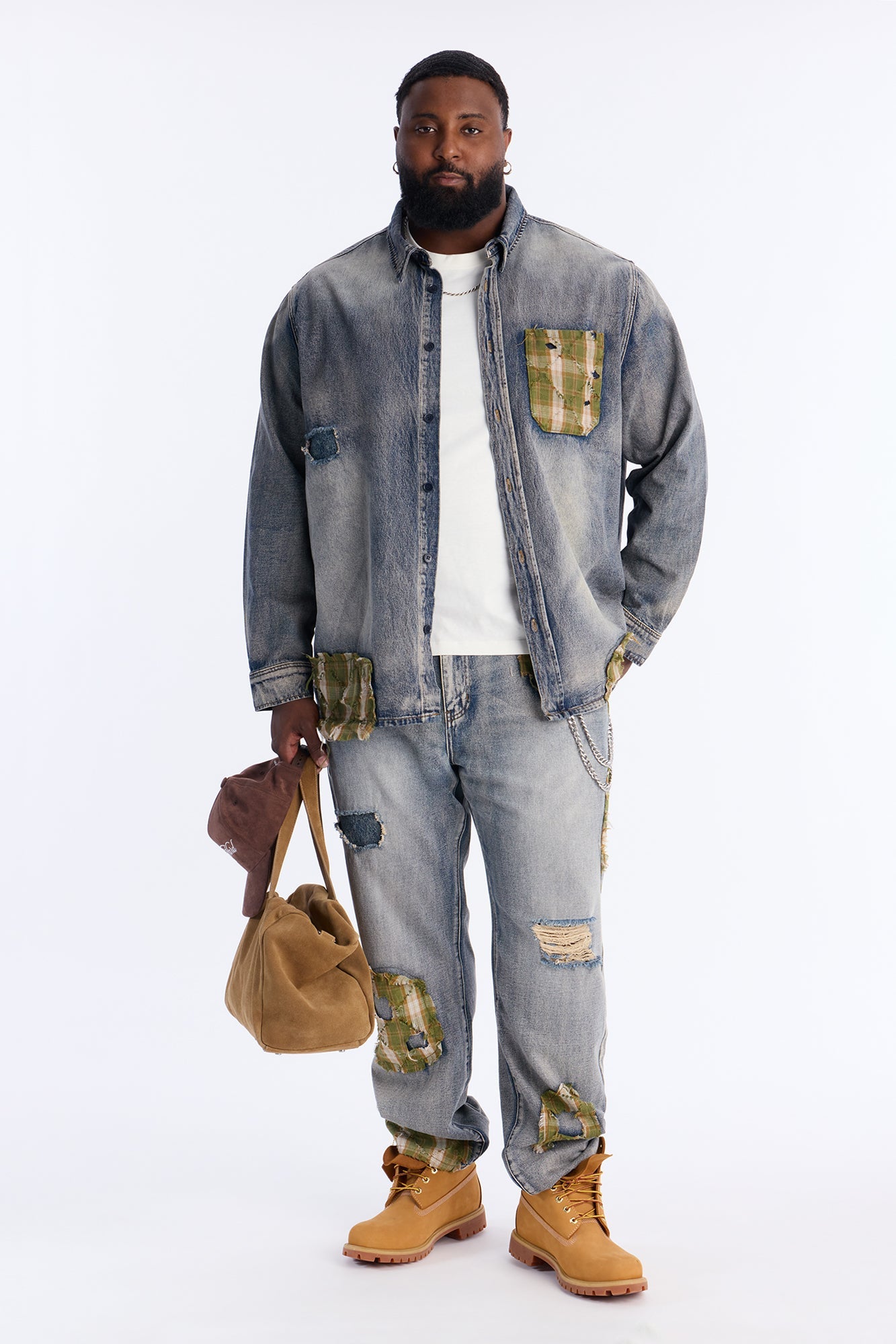 Sohail Distressed Denim Shirt - Vintage Blue Wash