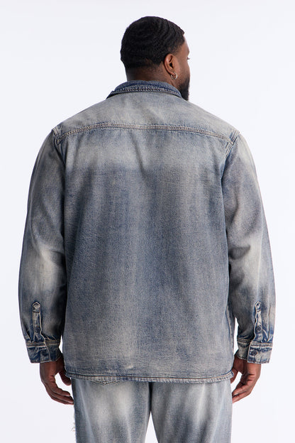 Sohail Distressed Denim Shirt - Vintage Blue Wash