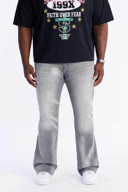 Stacked Skinny Flare Take My Time Jean - Grey