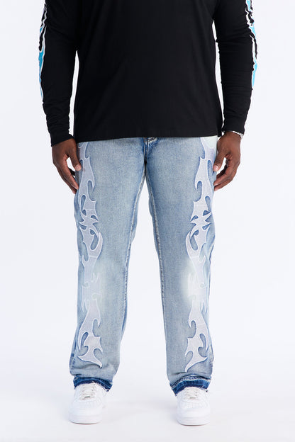 Stacked Slim Flare Blaze Cut Jean - Light Wash