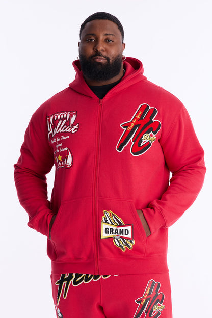Dodge Hellcat Wild Race Zip Up Hoodie - Red