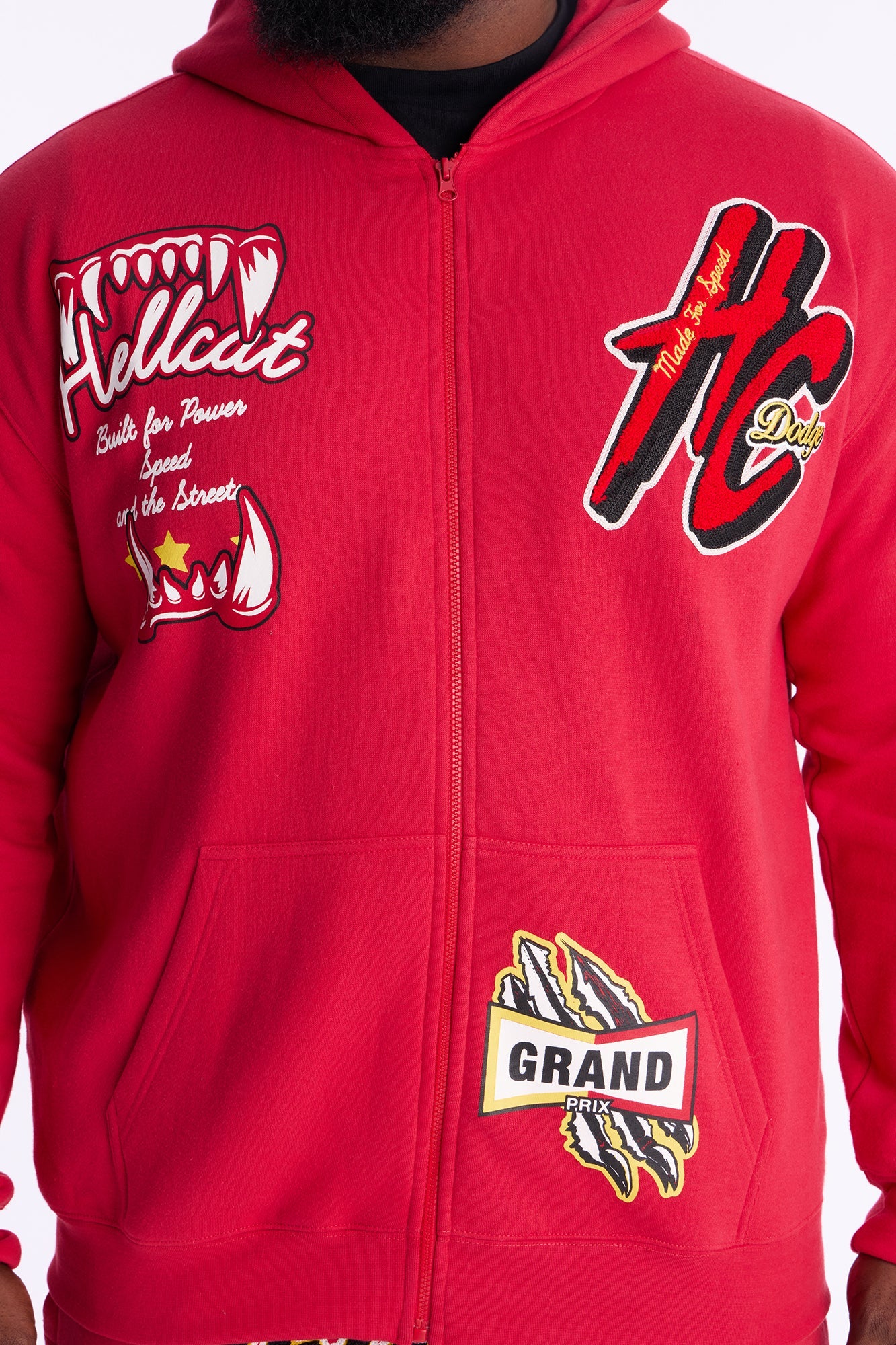 Dodge Hellcat Wild Race Zip Up Hoodie - Red