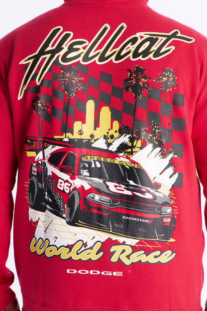 Dodge Hellcat Wild Race Zip Up Hoodie - Red