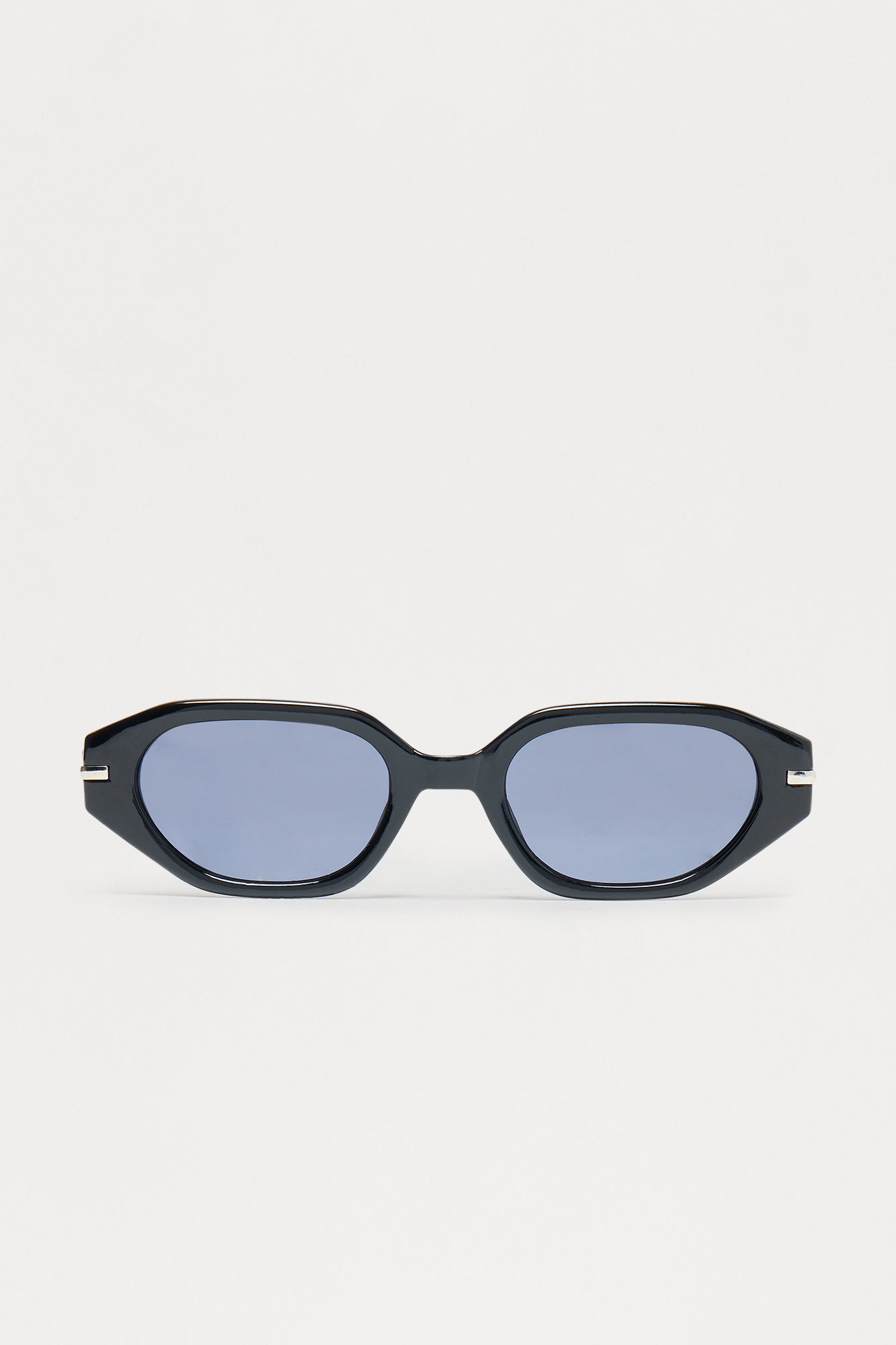 Abstract Detail Round Frame Sunglasses - Black