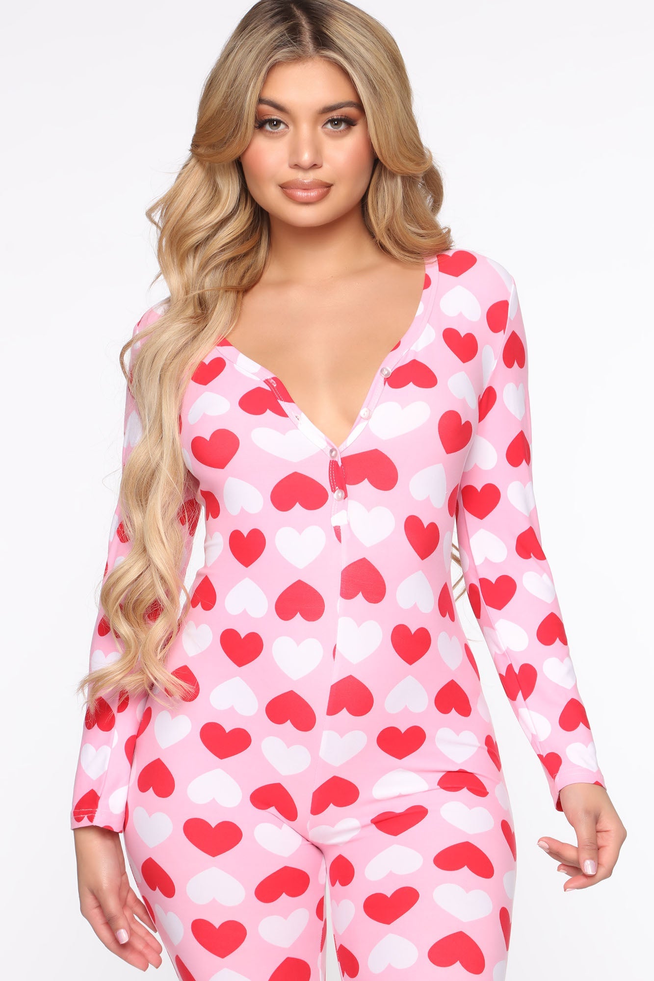 I Heart You PJ Onesie - Red/combo