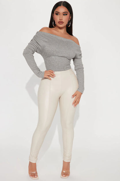 Lover Girl Sweater Bodysuit - Heather Grey