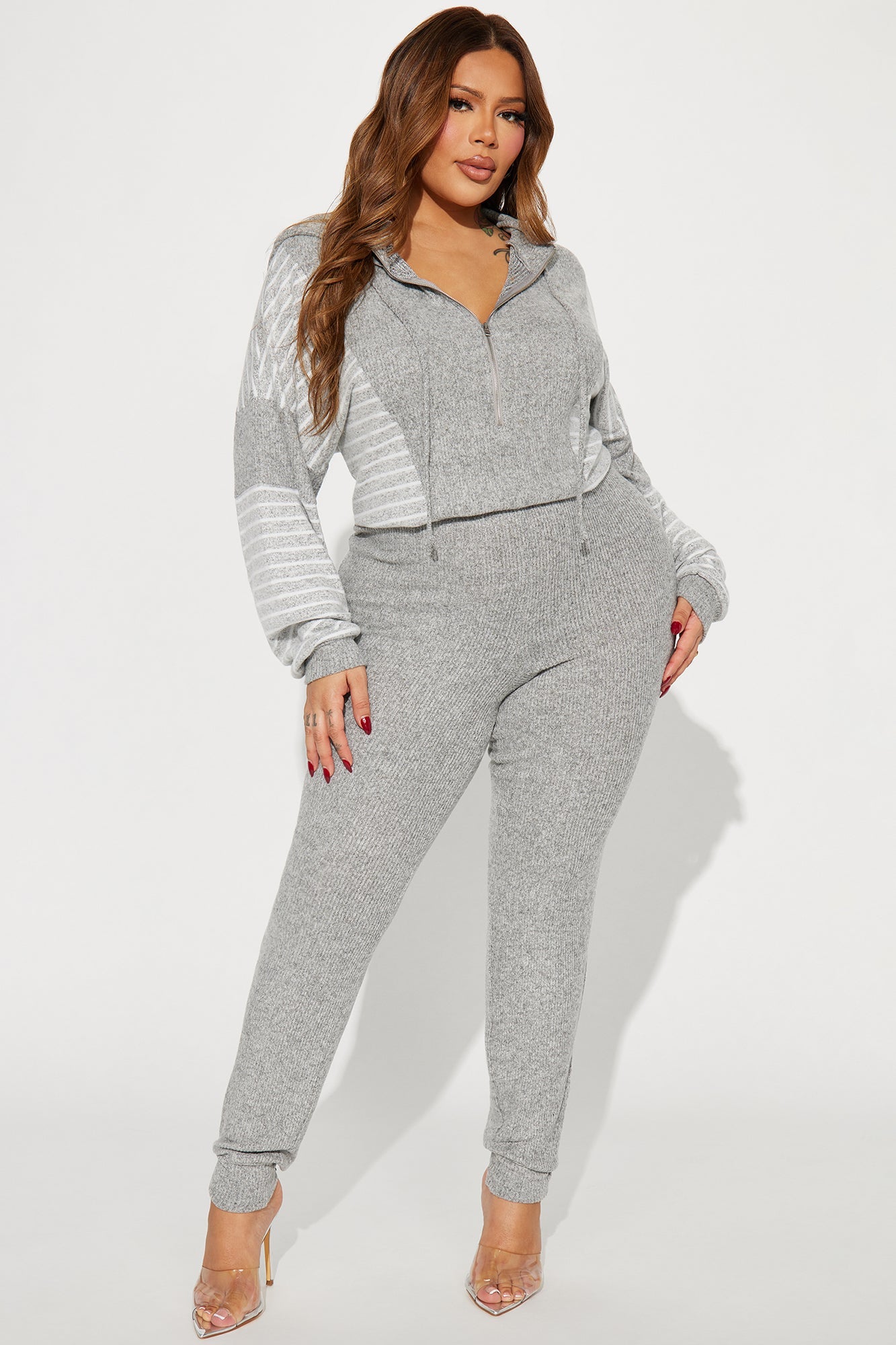 Chill Day Off Jumpsuit - Heather Grey