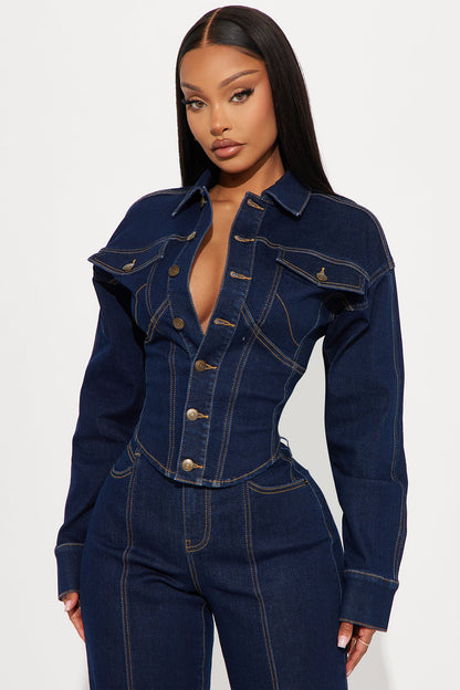 Nessa Denim Pant Set - Dark Wash