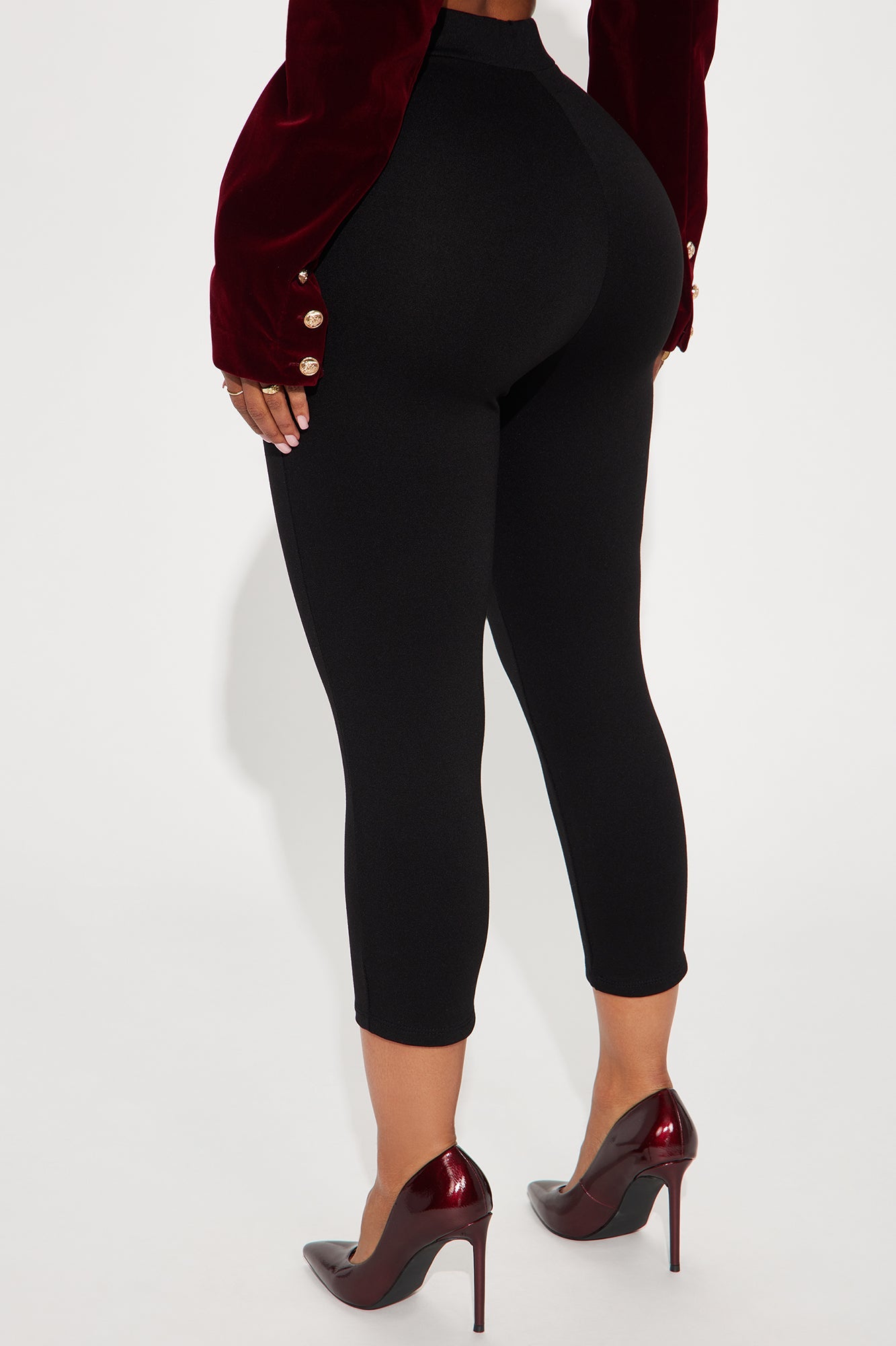 Daniella Pintuck Ponte Capri Legging - Black