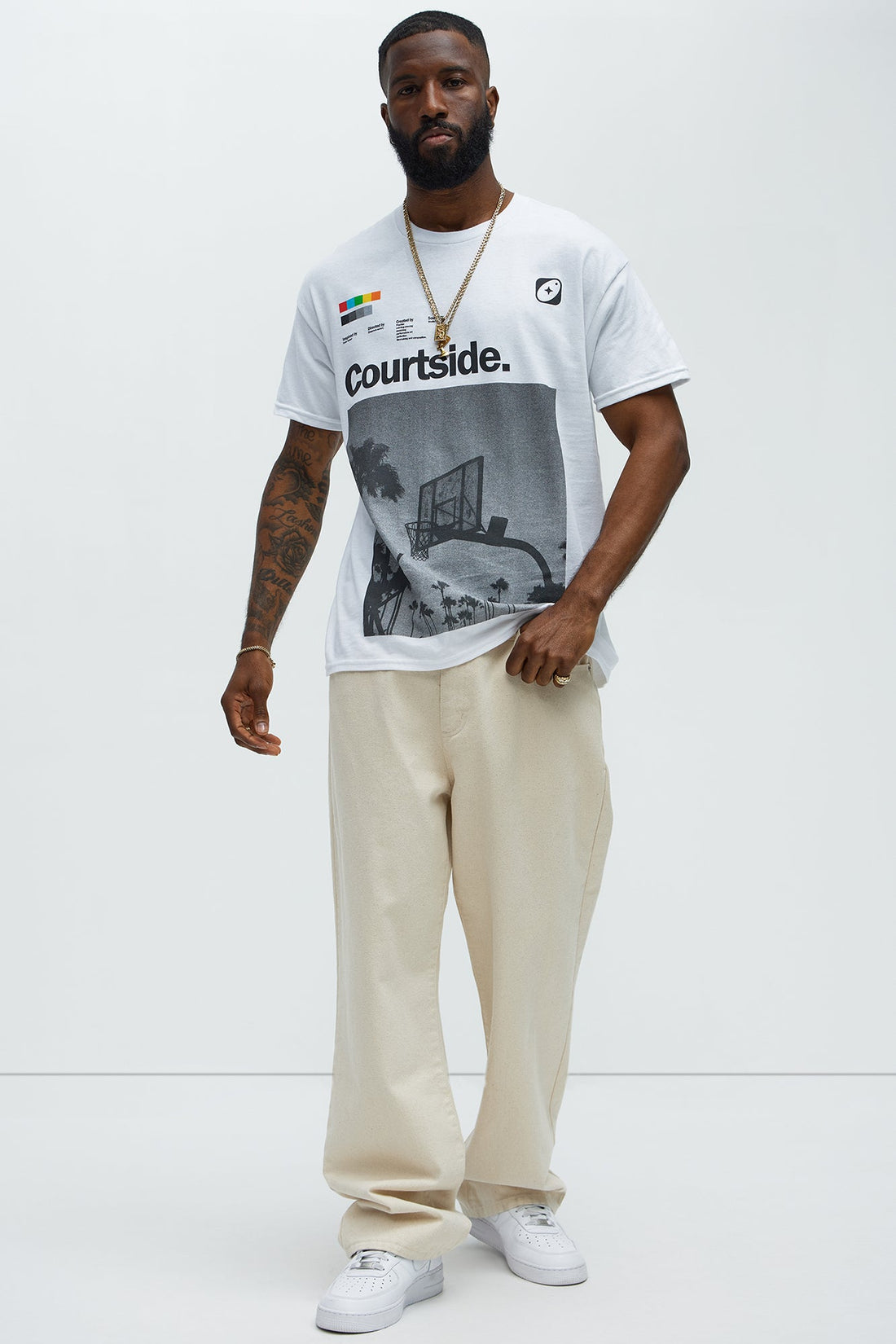 Courtside Palm Short Sleeve Tee - White