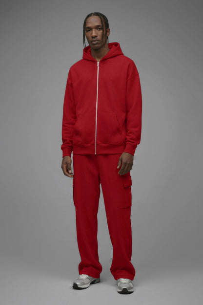 410 Oversized Zip Hoodie - Red