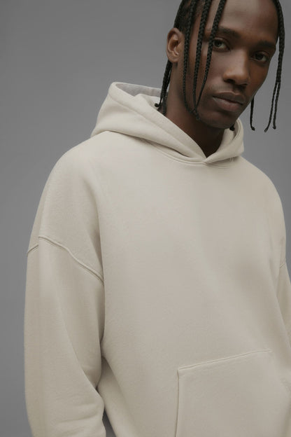 410 Oversized Cropped Hoodie - Cream