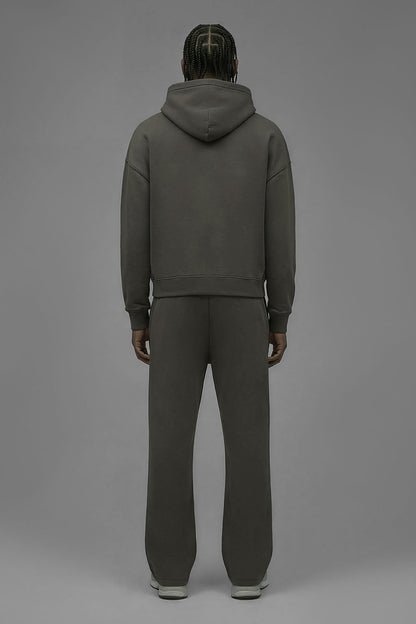 410 Oversized Cropped Hoodie - Moss Grey