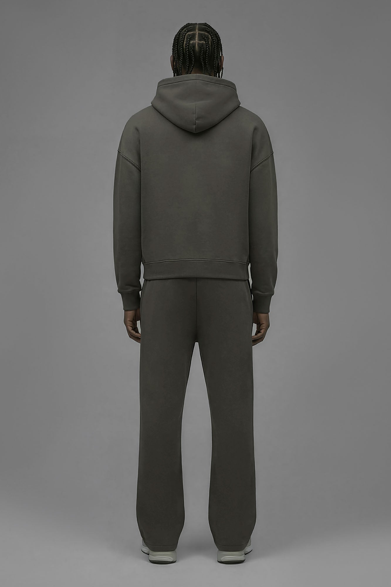 410 Oversized Cropped Hoodie - Moss Grey