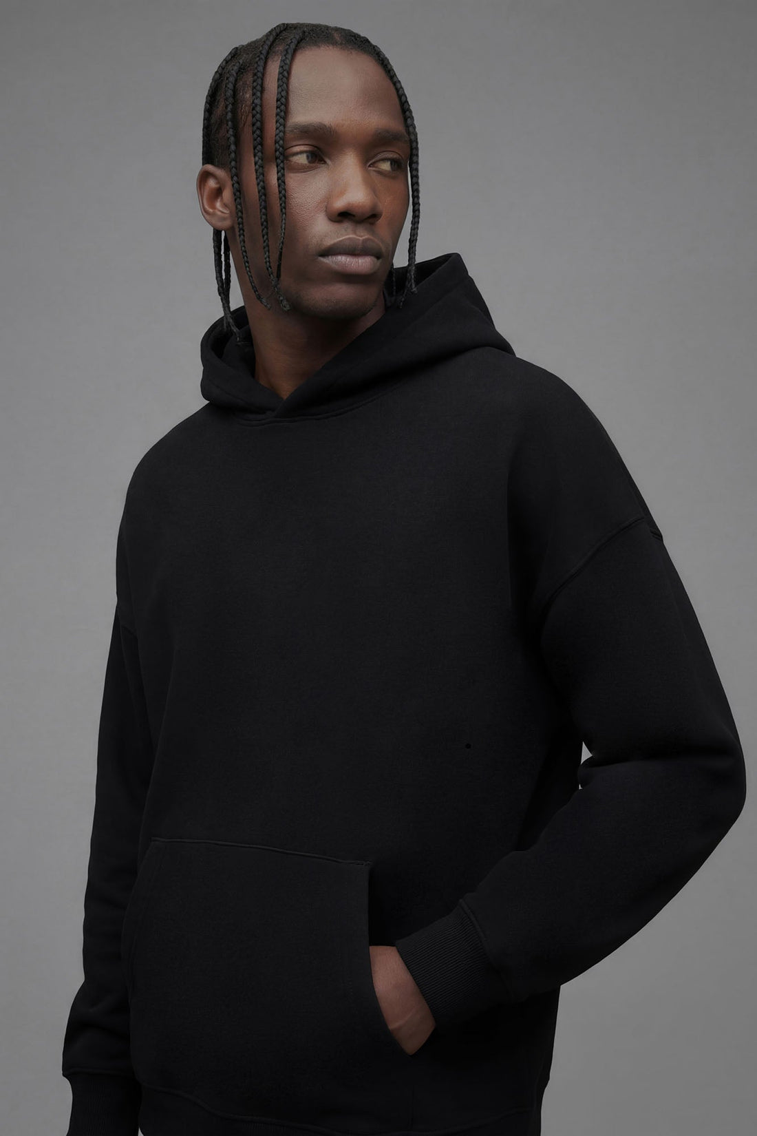 410 Oversized Cropped Hoodie - Black