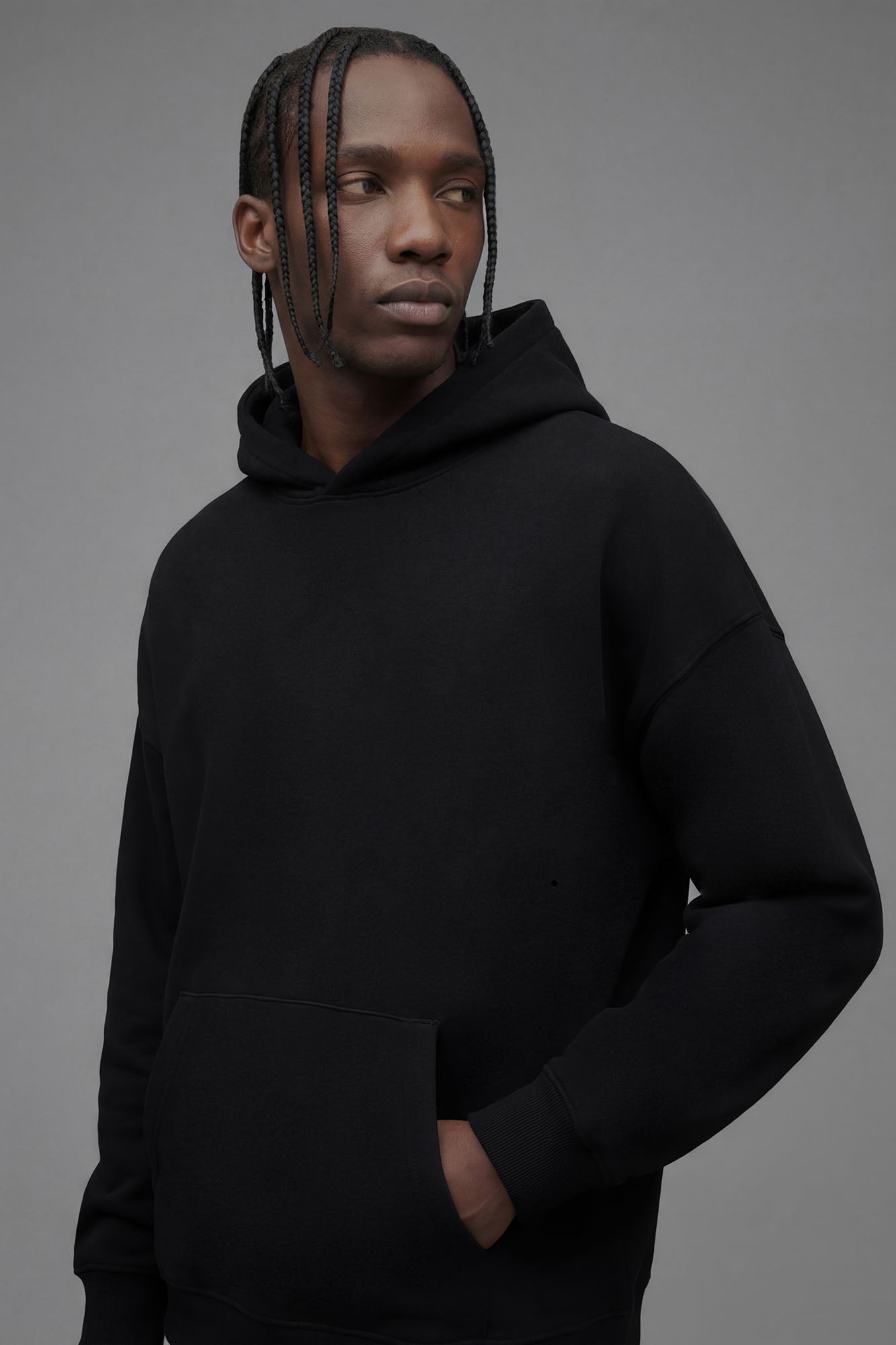 410 Oversized Cropped Hoodie - Black