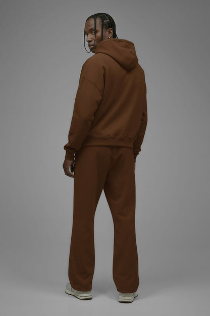 410 Oversized Cropped Zip Hoodie - Chestnut