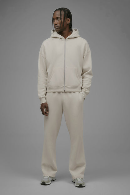 410 Oversized Cropped Zip Hoodie - Cream