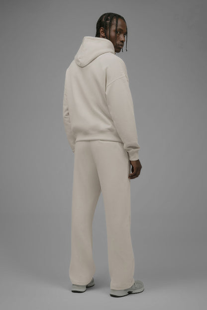 410 Oversized Cropped Zip Hoodie - Cream
