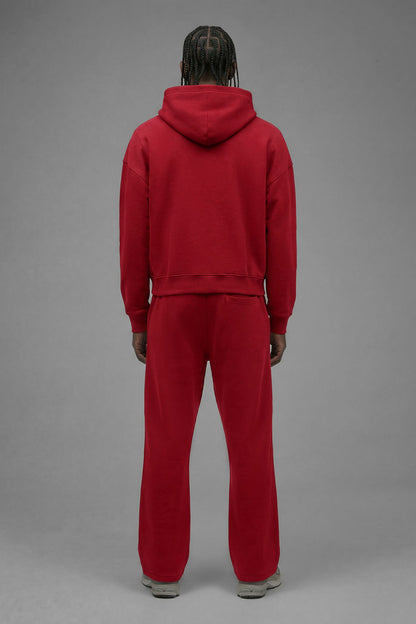 410 Oversized Cropped Zip Hoodie - Red