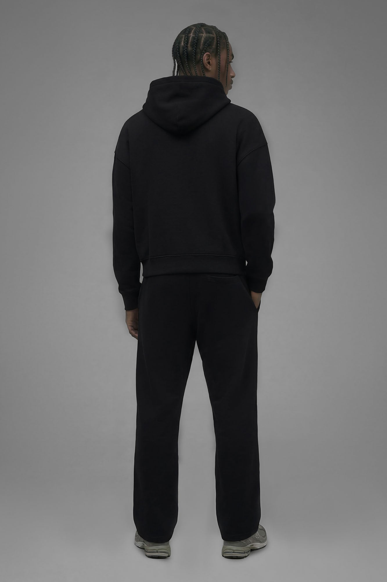 410 Oversized Cropped Zip Hoodie - Black