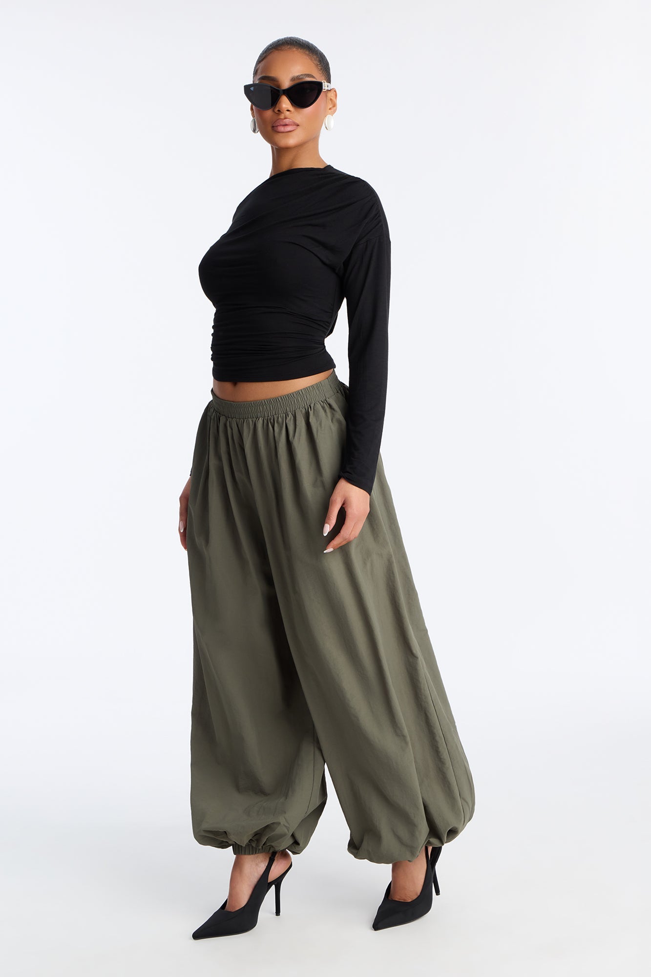 Serafina Windbreaker Low Rise Jogger Pant 28″ - Olive